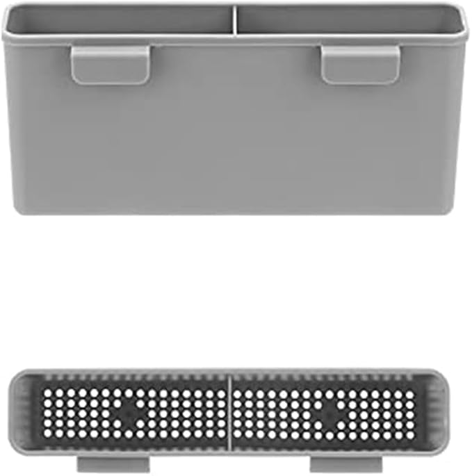 SANNO Plastic Utensil Silverware Storage Holder Caddy,Fit Kitchen Sink Drying Rack, Microfiber Dish Mat, Dish Drying Mat (Gray)-NeatNest