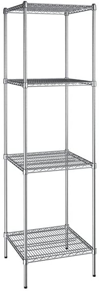 24" x 24" NSF Chrome 4-Shelf Kit with 86" Posts, Heavy Duty Storage Shelving, Wire Shelving Kit, NSF Commercial Storage Rack Unit