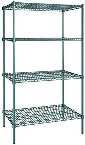 24" x 36" NSF Green Epoxy 4-Shelf Kit with 64" Posts, Heavy Duty Storage Shelving, Wire Shelving Kit, NSF Commercial Storage Rack Unit