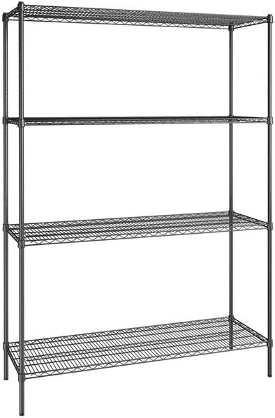 21" x 60" NSF Black Epoxy 4-Shelf Kit with 86" Posts, Heavy Duty Storage Shelving, Wire Shelving Kit, NSF Commercial Storage Rack Unit