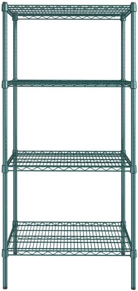 24" x 30" NSF Green Epoxy 4-Shelf Kit with 64" Posts, Heavy Duty Storage Shelving, Wire Shelving Kit, NSF Commercial Storage Rack Unit