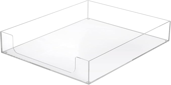 BTSKY Multipurpose A4 File Tray Clear Acrylic Desk Tray Organizer Elegant Letter Size Desk Documents Trays Magazine Files Storage Basket Organizer Bin for Office Cosmetics Bathroom
