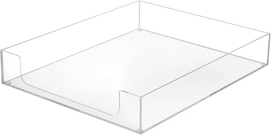 BTSKY Multipurpose A4 File Tray Clear Acrylic Desk Tray Organizer Elegant Letter Size Desk Documents Trays Magazine Files Storage Basket Organizer Bin for Office Cosmetics Bathroom
