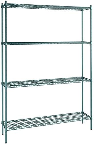 14" x 60" NSF Green Epoxy 4-Shelf Kit with 86" Posts, Heavy Duty Storage Shelving, Wire Shelving Kit, NSF Commercial Storage Rack Unit