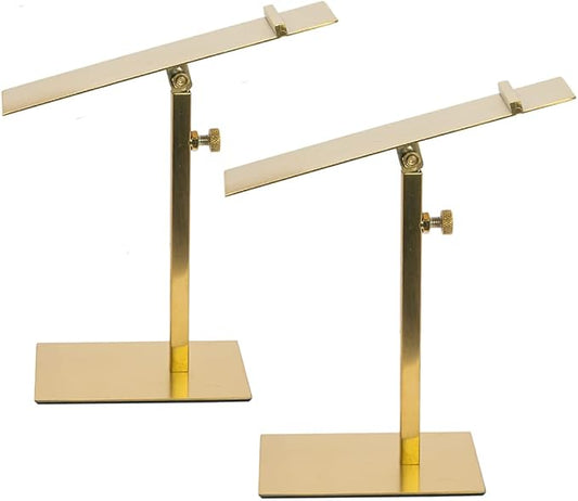 Shoe Display Stand Golden, Risers Stand Countertop Adjustable Shoe Rack Retail Supplies Stainless Steel Shoe Display, 2 Sets of Shoe Rack (Style2, Golden)-NeatNest
