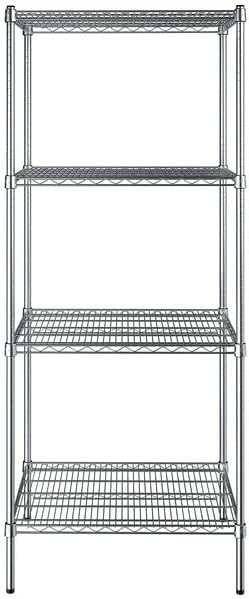 24" x 30" NSF Chrome 4-Shelf Kit with 74" Posts, Heavy Duty Storage Shelving, Wire Shelving Kit, NSF Commercial Storage Rack Unit