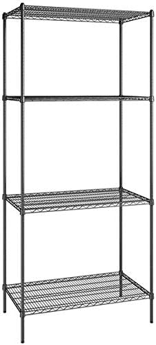 24" x 42" NSF Black Epoxy 4-Shelf Kit with 96" Posts, Heavy Duty Storage Shelving, Wire Shelving Kit, NSF Commercial Storage Rack Unit