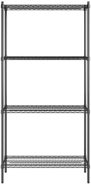 14" x 42" NSF Black Epoxy 4-Shelf Kit with 86" Posts, Heavy Duty Storage Shelving, Wire Shelving Kit, NSF Commercial Storage Rack Unit