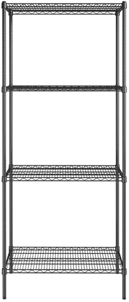 21" x 36" NSF Black Epoxy 4-Shelf Kit with 86" Posts, Heavy Duty Storage Shelving, Wire Shelving Kit, NSF Commercial Storage Rack Unit