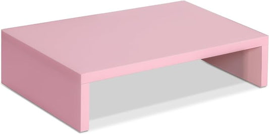 TEAMIX Pink Monitor Stand Riser, Wood Monitor Riser with Storage for Desk Small Monitor Stand TV/Screen/PC/Laptop Riser Computer Stand Desktop Shelf (Pink-14.2 inch)-NeatNest