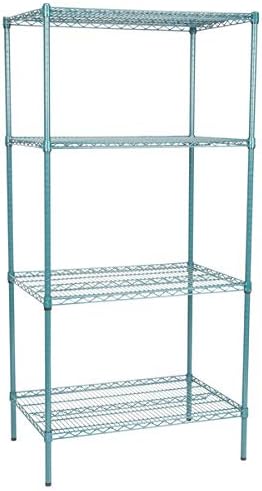24" x 36" NSF Green Epoxy 4-Shelf Kit with 74" Posts, Heavy Duty Storage Shelving, Wire Shelving Kit, NSF Commercial Storage Rack Unit