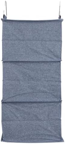 Household Essentials Hanging Cotton Blend Closet Organizer with 3 Storage Shelves, Denim-NeatNest