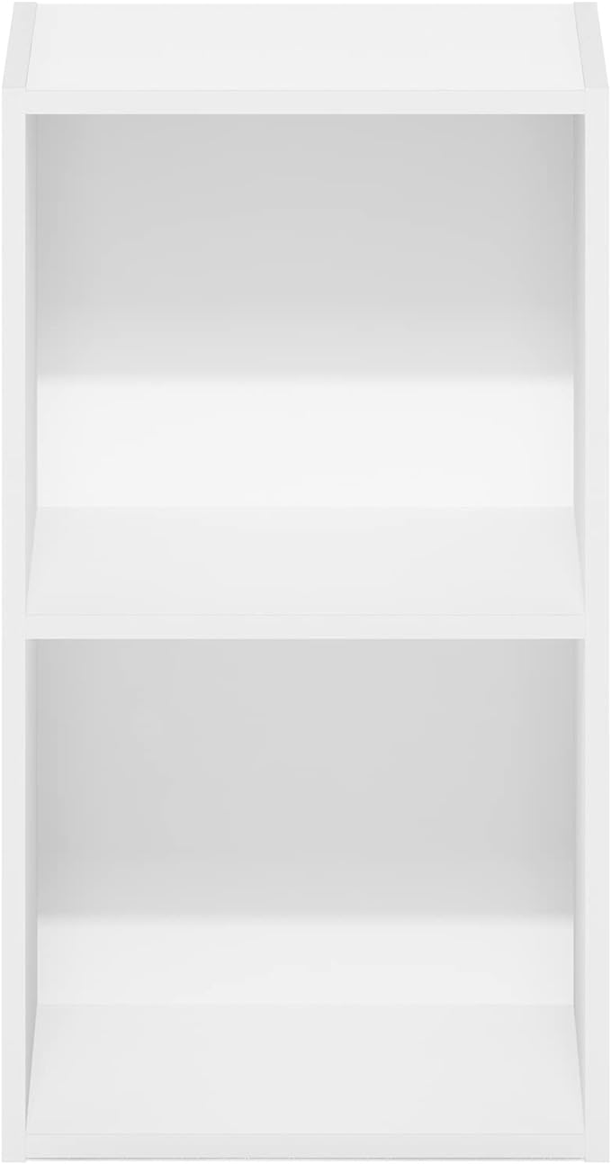 Furinno Luder Bookcase / Book / Storage, 2-Tier Cube, White-NeatNest