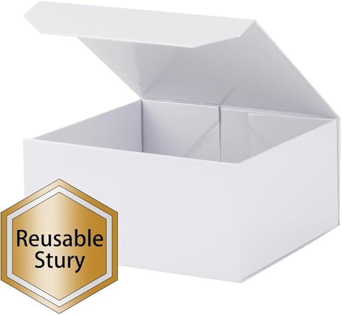 6 Pcs Small White Gift Box 6x6x3 Inch Magnetic Gift Box Small Magnetic Box with Crinkle Paper White Small Gift Box with Shredded Paper Luxury Gift Boxes with Lids for Presents-NeatNest
