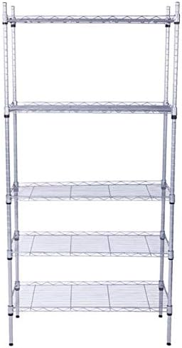 5 Tier Adjustable Storage Shelf Metal Storage Rack Wire Shelving Unit Storage Shelves Metal for Pantry Closet Kitchen Laundry (Silver-5)