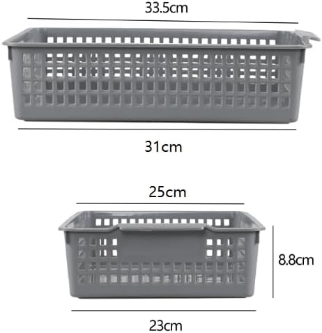 6 Packs Plastic Storage Baskets, Paper Organizer Baskets, Shallow Storage Basket Trays, Grey-NeatNest