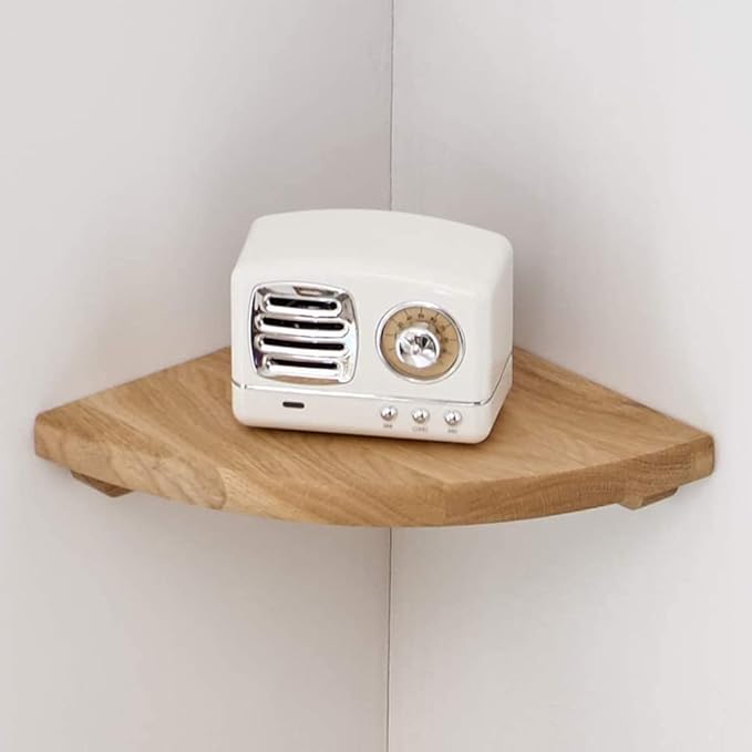 Corner Shelf Wall Mount, 7inch Oak Wood Floating Corner Shelf Round End Small Corner Nightstand Plant Shelf Wall Mount for Kitchen, Living Room, Bedroom-NeatNest