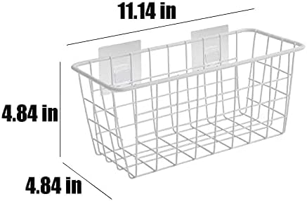 2 Set LeleCAT Hanging Wall Basket Organizer Over the Cabinet Door Adhesive Wire Baskets for Organizing Kitchen Food Pantry Bathroom Shelf Storage No Drilling Wall Mounted,White-NeatNest