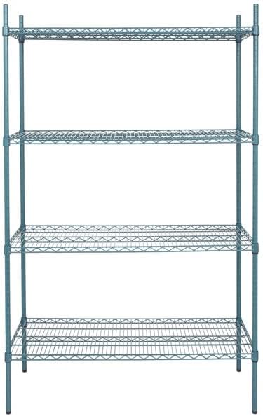 21" x 48" NSF Green Epoxy 4-Shelf Kit with 74" Posts, Heavy Duty Storage Shelving, Wire Shelving Kit, NSF Commercial Storage Rack Unit