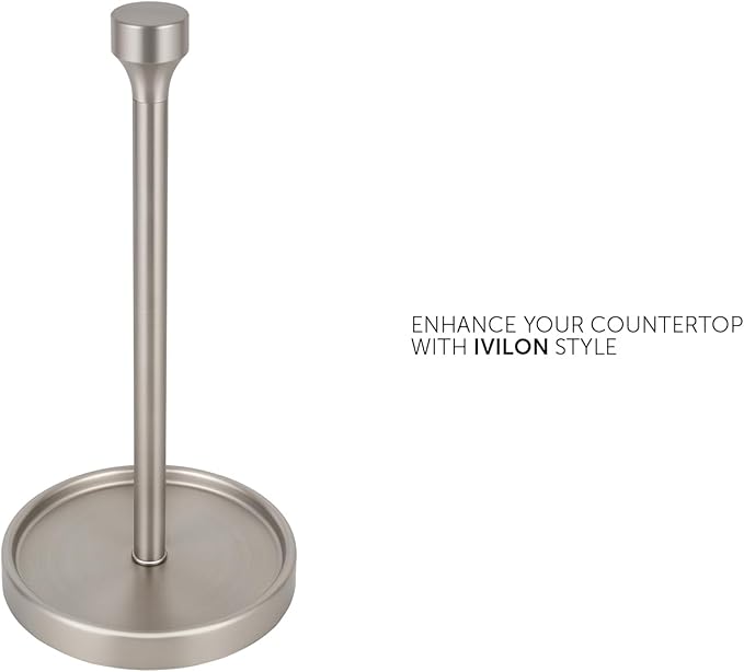 Ivilon Countertop Paper Towel Holder - Modern Bell End Minimalist Design - Color Brushed Nickel-NeatNest