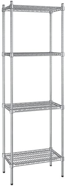 14" x 24" NSF Stainless Steel 4-Shelf Kit with 74" Posts, Heavy Duty Storage Shelving, Wire Shelving Kit, NSF Commercial Storage Rack Unit