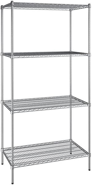 24" x 42" NSF Chrome 4-Shelf Kit with 86" Posts, Heavy Duty Storage Shelving, Wire Shelving Kit, NSF Commercial Storage Rack Unit