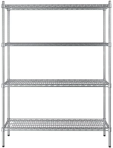 14" x 48" NSF Stainless Steel 4-Shelf Kit with 64" Posts, Heavy Duty Storage Shelving, Wire Shelving Kit, NSF Commercial Storage Rack Unit