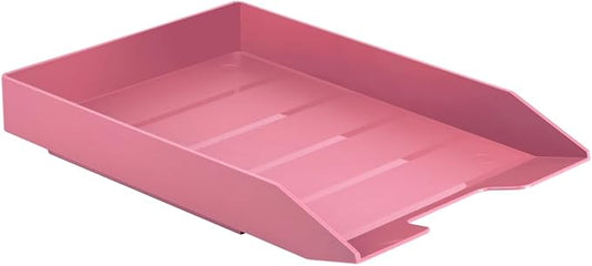 Acrimet Stackable Letter Tray Front Load, Letter Size, Plastic, Solid Pink Color, 1 Unit-NeatNest