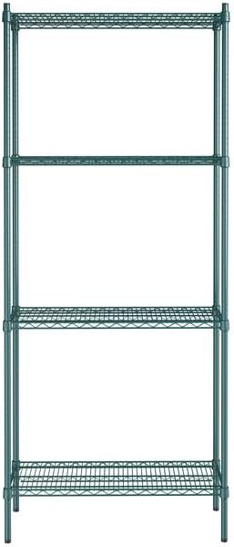 14" x 36" NSF Green Epoxy 4-Shelf Kit with 86" Posts, Heavy Duty Storage Shelving, Wire Shelving Kit, NSF Commercial Storage Rack Unit