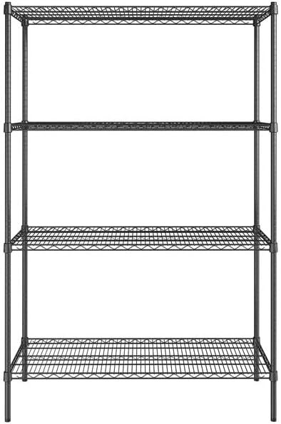 21" x 48" NSF Black Epoxy 4-Shelf Kit with 74" Posts, Heavy Duty Storage Shelving, Wire Shelving Kit, NSF Commercial Storage Rack Unit