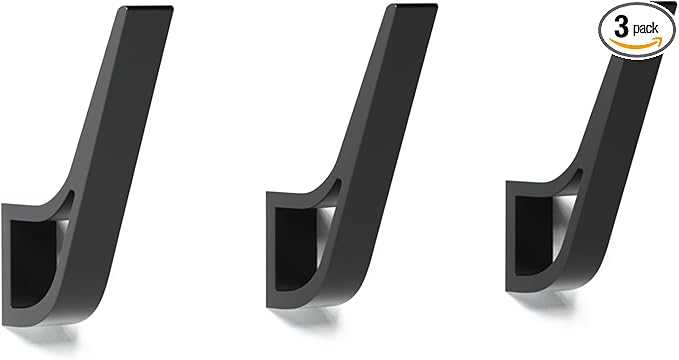 Coat Rack Hooks Wall Mounted Hold 50 lbs, Black 3Packs, Bath Towel Rope Large Hooks for Kitchen, Door, Cabinet, Bathroom, Foyers, Hallways, and Bedrooms-NeatNest