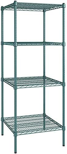 24" x 24" NSF Green Epoxy 4-Shelf Kit with 64" Posts, Heavy Duty Storage Shelving, Wire Shelving Kit, NSF Commercial Storage Rack Unit