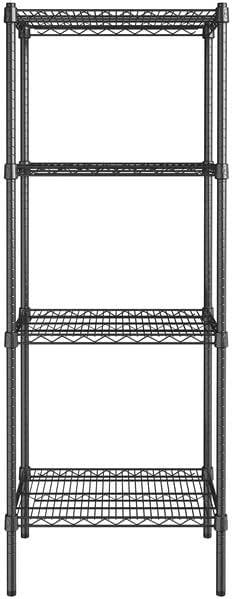 18" x 24" NSF Black Epoxy 4-Shelf Kit with 64" Posts, Heavy Duty Storage Shelving, Wire Shelving Kit, NSF Commercial Storage Rack Unit