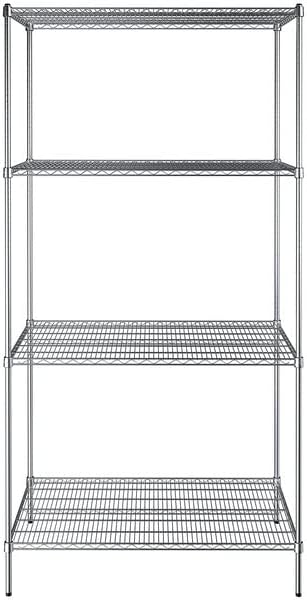 30" x 48" NSF Chrome 4-Shelf Kit with 96" Posts, Heavy Duty Storage Shelving, Wire Shelving Kit, NSF Commercial Storage Rack Unit
