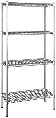 14" x 30" NSF Chrome 4-Shelf Kit with 64" Posts, Heavy Duty Storage Shelving, Wire Shelving Kit, NSF Commercial Storage Rack Unit