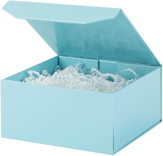 6 Pcs Small Blue Gift Box 8x8x4 Inch Magnetic Gift Box Small Magnetic Box with Crinkle Paper Blue Small Gift Box with Shredded Paper Luxury Gift Boxes with Lids for Presents-NeatNest