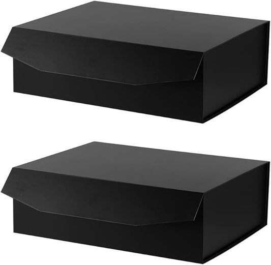 Black Extra Large Gift Box with Lid 2 Pcs 16.5 x 13 x 5.3 Inches, Gift Box large Black Gift Boxes for Presents Clothes Robe Wedding Dress Sweater,Reusable Foldable Bridesmaid Proposal Box（Matte）-NeatNest
