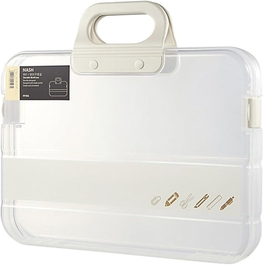 Portable File Box Clear Waterproof Document Storage Box with Snaps PP Files Organizer Cases for A4 Paper Magazines Notebooks School or Office Supplies (1pcs, White)