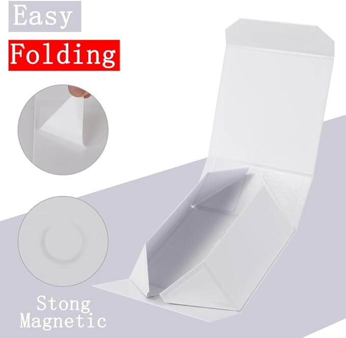 6 Pcs White Gift Boxes Large 13x11x5.3 Inch Magnetic Gift Boxes with Crinkle Paper for Presents-NeatNest