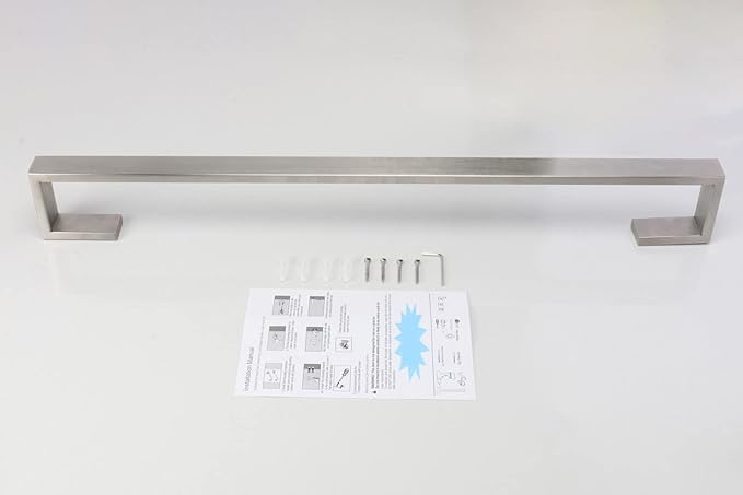 TocTen Bath Towel Rack - Square Base Thicken SUS304 Stainless Steel Towel Bar for Bathroom, Bathroom Bar Accessories Towel Rod Heavy Duty Wall Mounted Towel Holder (Brushed Nickel, 30 Inch)