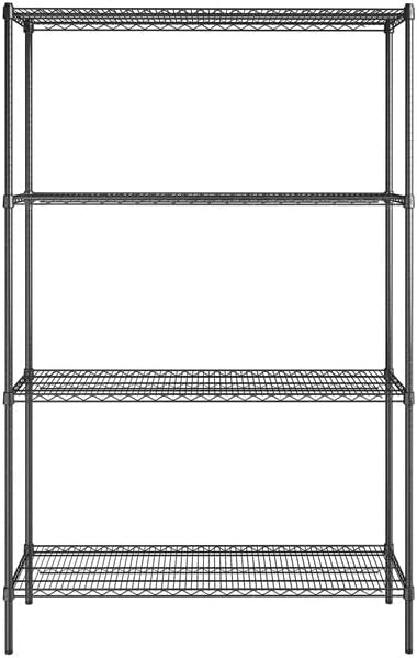 18" x 54" NSF Black Epoxy 4-Shelf Kit with 86" Posts, Heavy Duty Storage Shelving, Wire Shelving Kit, NSF Commercial Storage Rack Unit