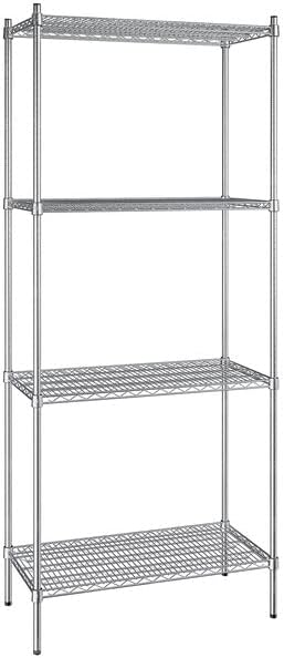 18" x 36" NSF Stainless Steel 4-Shelf Kit with 86" Posts, Heavy Duty Storage Shelving, Wire Shelving Kit, NSF Commercial Storage Rack Unit