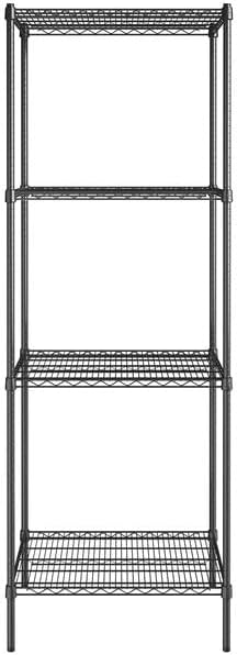 24" x 30" NSF Black Epoxy 4-Shelf Kit with 86" Posts, Heavy Duty Storage Shelving, Wire Shelving Kit, NSF Commercial Storage Rack Unit