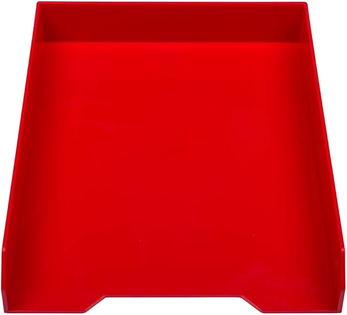 JAM PAPER Stackable Paper Trays - Red - Desktop Document, Letter, & File Organizer Tray - 2/Pack-NeatNest