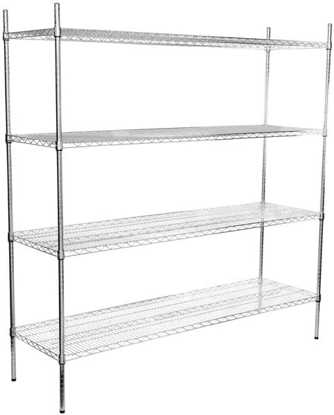 21" x 60" NSF Chrome 4-Shelf Kit with 74" Posts, Heavy Duty Storage Shelving, Wire Shelving Kit, NSF Commercial Storage Rack Unit