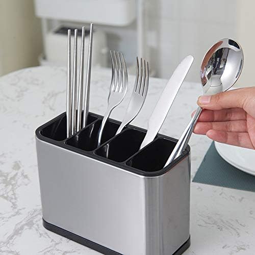 KESOL Kitchen Utensil Holder, Stainless Steel Utensil Drying Rack Flatware Holder Sinkware Caddy Countertop Organizer with 4 Divided Compartments, Rust Proof-NeatNest