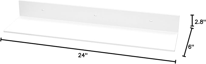 24 Inches Acrylic Wall Shelves 2 Pack, Floating Shelf for Wall Mounting, Acrylic Display Ledges for Funko Pop Figures, Home Décor, Living Room, Gaming Room, Plants(24 inch, White)-NeatNest