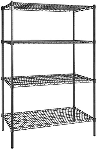 24" x 42" NSF Black Epoxy 4-Shelf Kit with 64" Posts, Heavy Duty Storage Shelving, Wire Shelving Kit, NSF Commercial Storage Rack Unit