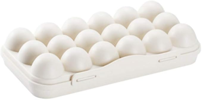 2 Pack Plastic Egg Holder for Refrigerator, Covered Egg Holders, Stackable Egg Container, Countertop Egg Storage Organizer with Lid, 18X2 Eggs