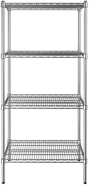 21" x 30" NSF Chrome 4-Shelf Kit with 64" Posts, Heavy Duty Storage Shelving, Wire Shelving Kit, NSF Commercial Storage Rack Unit